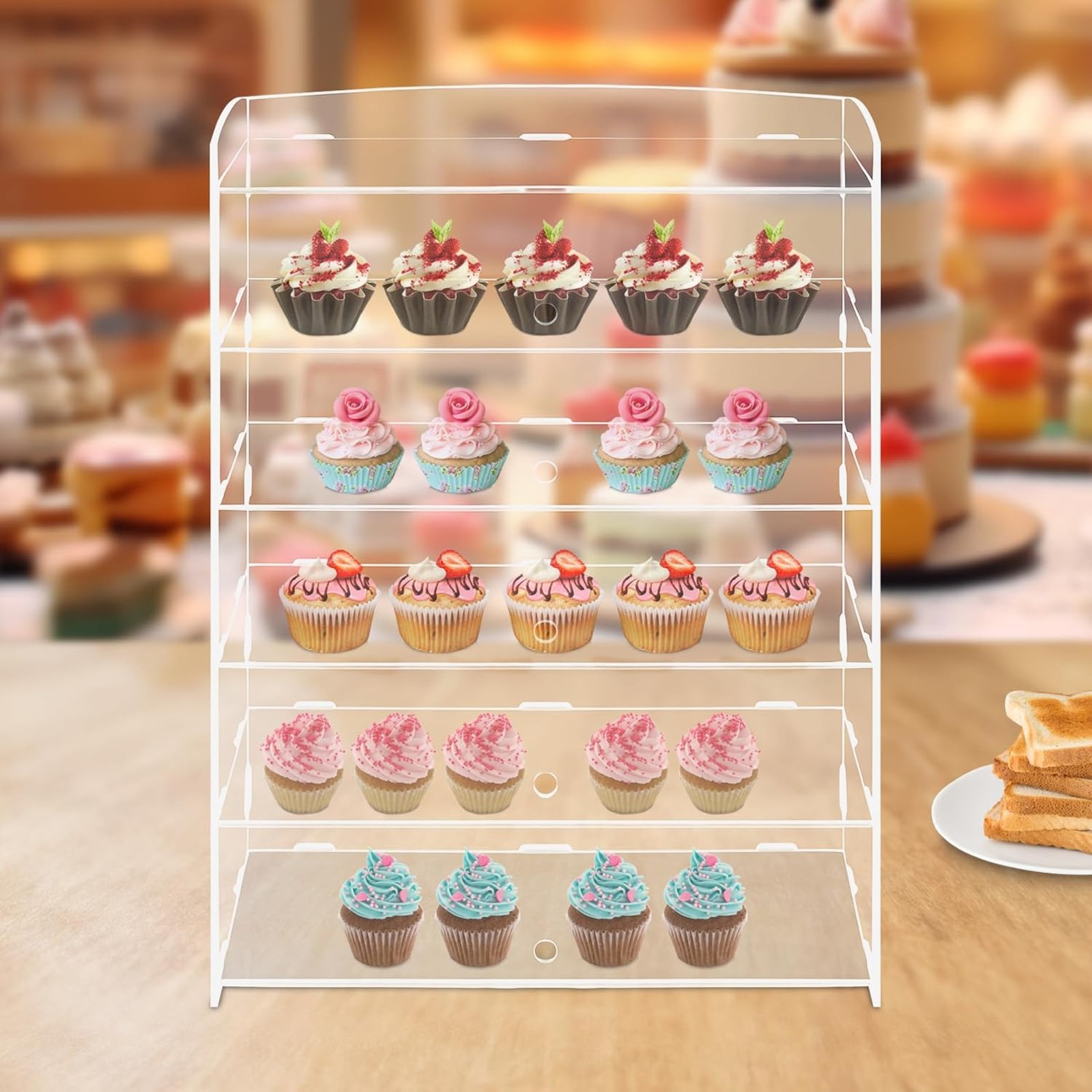 Commercial Kitchen Store - 5단 아크릴 진열 케이스 투명 베이커리