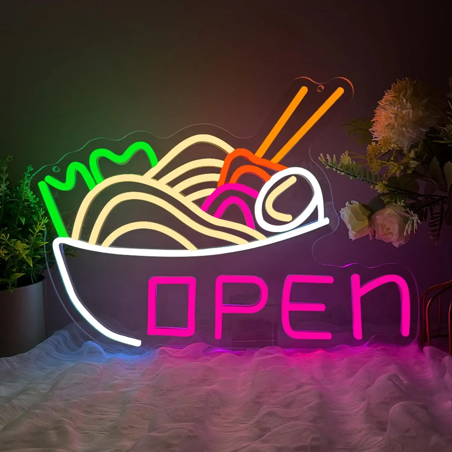Commercial Kitchen Store - 라면 그릇 네온사인 LED 네온 조명